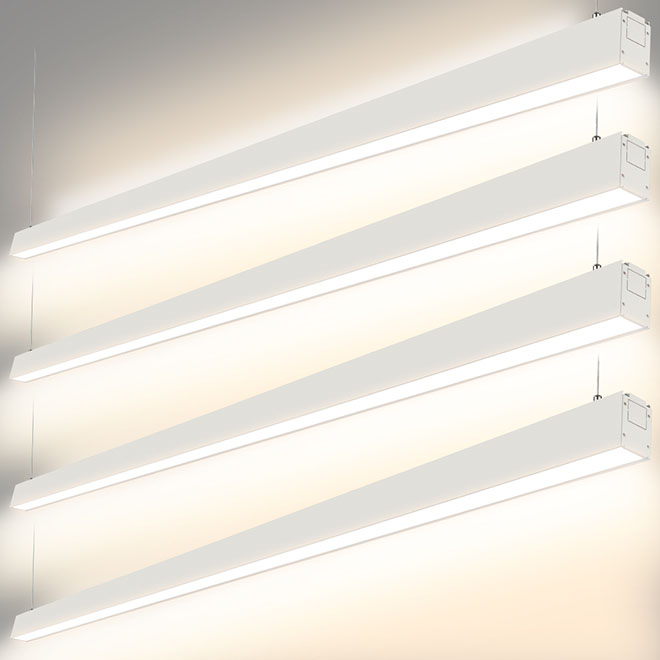 DAKASON 8FT LED Linear Light with 70W Down Light and 30W Up Light, 3/4/5000K CCT Selectable, White 4 Pack